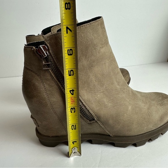 Sorel Joan Of Arctic Wedge II Booties Size 7.5 EU 38.5 Quarry Gray Leather Zip - Picture 8 of 10